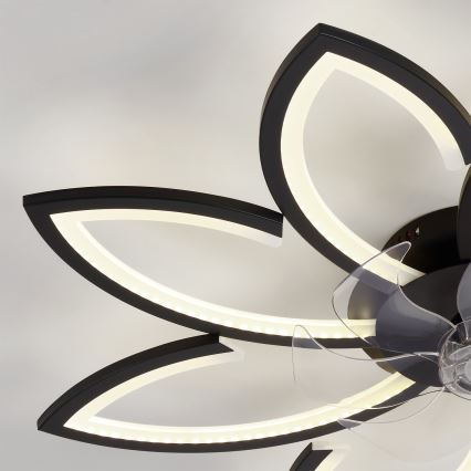 Brilagi - LED stlmiteľný stropný ventilátor LED/43W/230V pr. 90 cm čierna + diaľkový ovládač