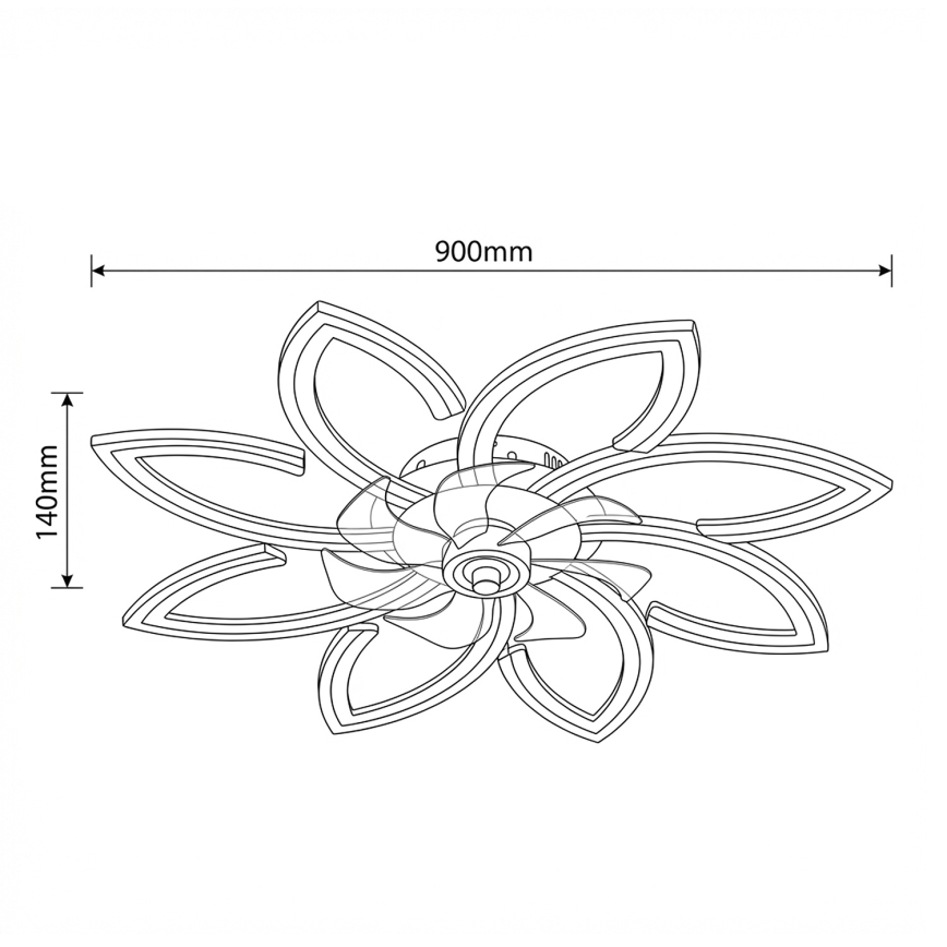 Brilagi - LED stlmiteľný stropný ventilátor LED/43W/230V pr. 90 cm čierna + diaľkový ovládač