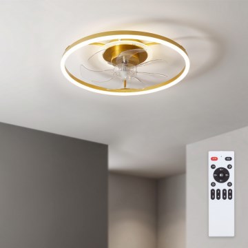 Brilagi - stmievateľný stropný ventilátor s LED 66W/230V 3000-6500K priemer 55 cm biela/zlatá + diaľkové ovládanie
