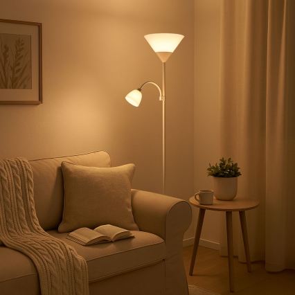 Brilagi - Stojacia lampa ARIANA 1xE27/100W/230V + 1xE14/25W biela