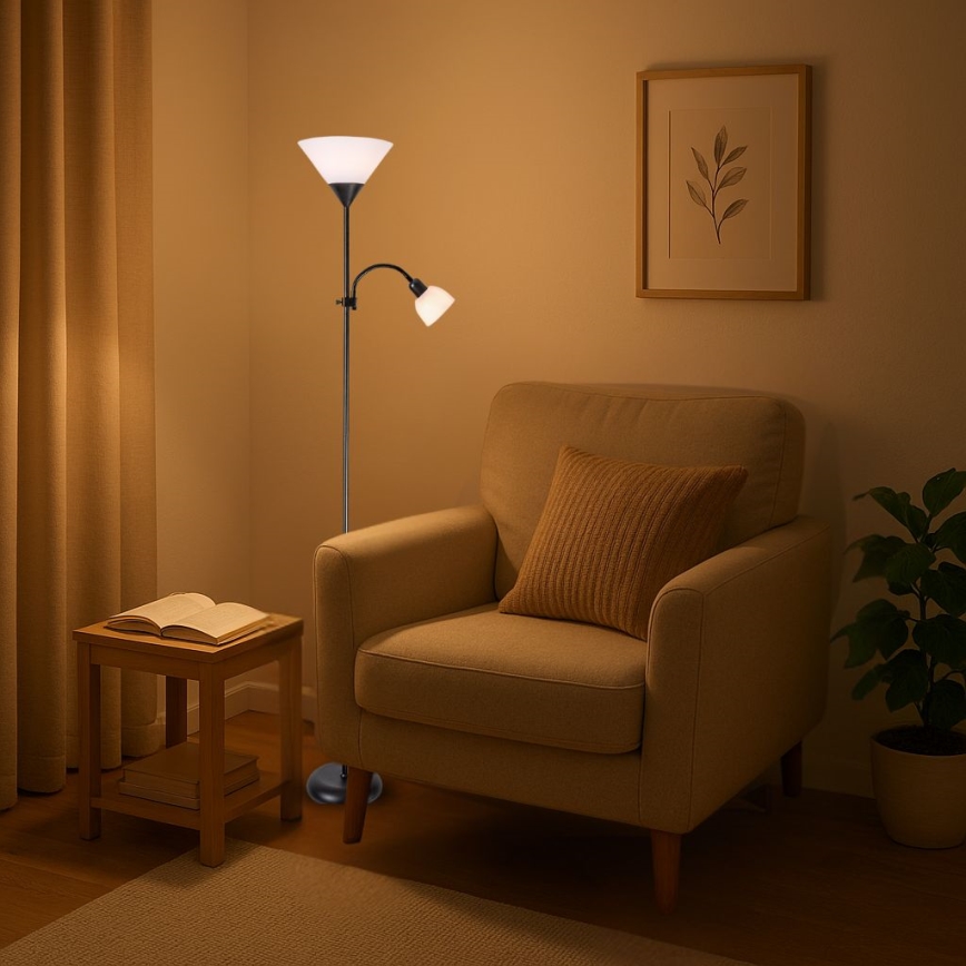 Brilagi - Stojacia lampa ARIANA 1xE27/100W/230V + 1xE14/25W čierna