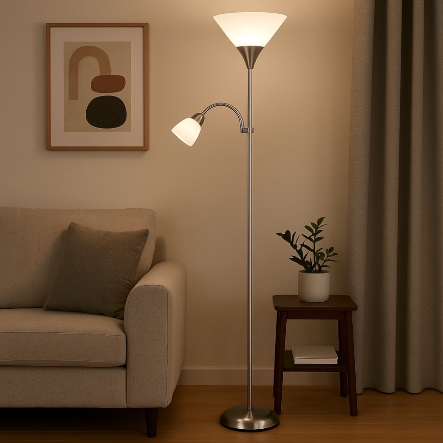 Brilagi - Stojacia lampa ARIANA 1xE27/100W/230V + 1xE14/25W matný chróm