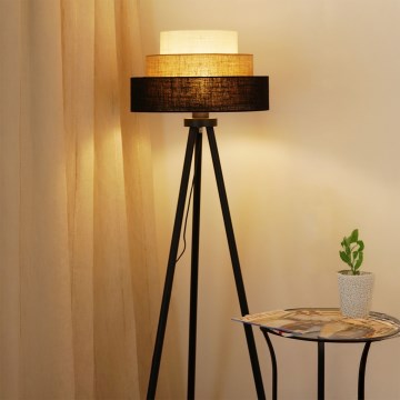 Brilagi - Stojacia lampa ASPEN LUNETA 1xE27/15W/230V čierna/béžová/krémová