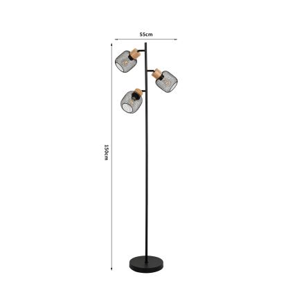 Brilagi - Stojacia lampa BASKLITE 3xE14/15W/230V kaučukovník/čierna