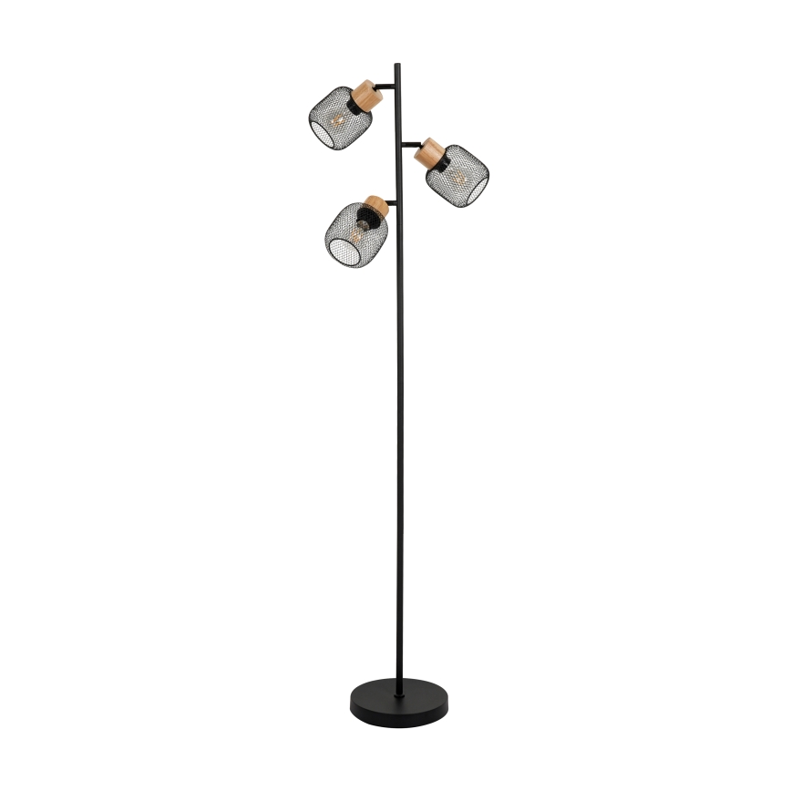 Brilagi - Stojacia lampa BASKLITE 3xE27/15W/230V drevo/čierna