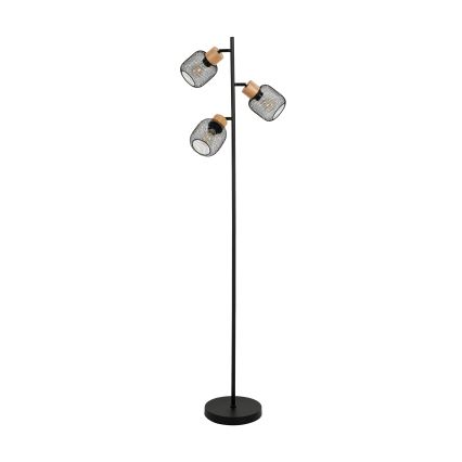 Brilagi - Stojacia lampa BASKLITE 3xE27/15W/230V kaučukové drevo/čierna