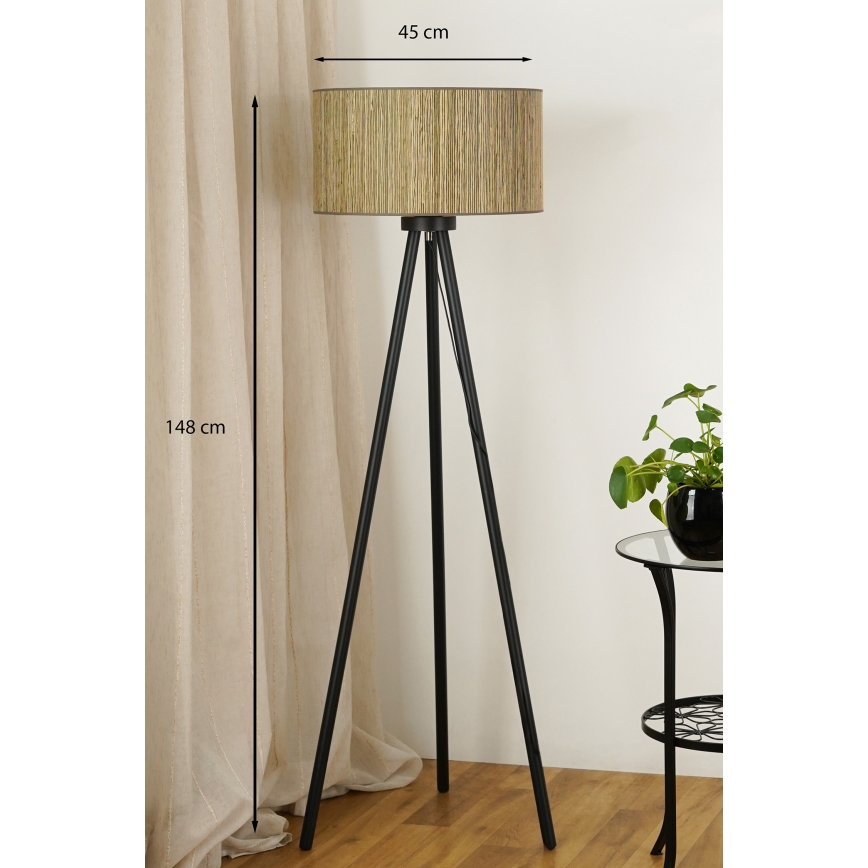 Brilagi - Stojacia lampa BOSTON ROLLER 1xE27/15W/230V slama hnedá/zlatá