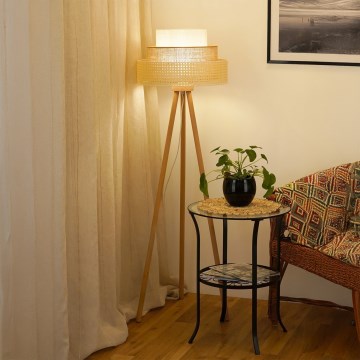 Brilagi - Stojacia lampa CEDAR LUNETA 1xE27/15W/230V béžová/hnedá/krémová