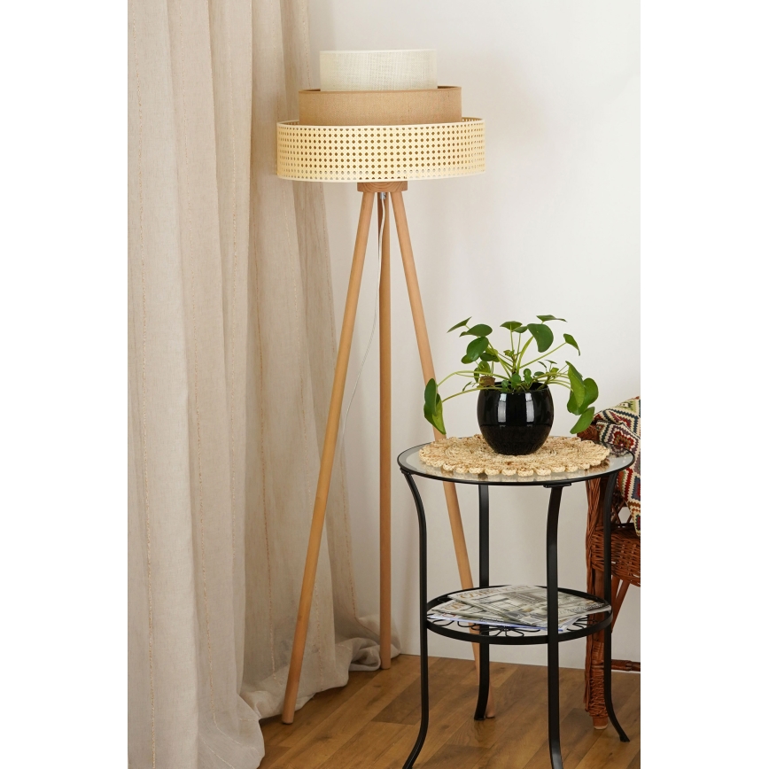 Brilagi - Stojacia lampa CEDAR LUNETA 1xE27/15W/230V béžová/hnedá/krémová