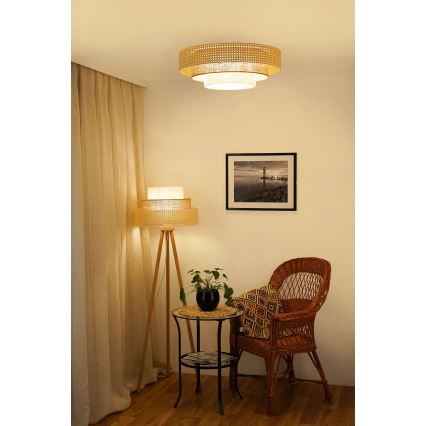 Brilagi - Stojacia lampa CEDAR LUNETA 1xE27/15W/230V béžová/hnedá/krémová