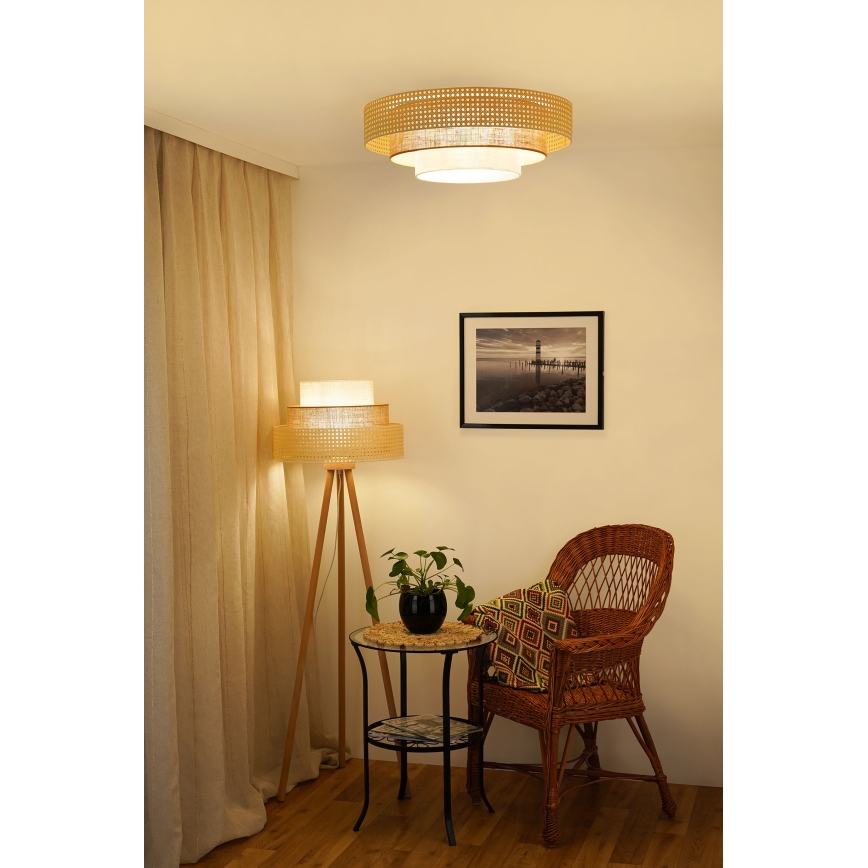 Brilagi - Stojacia lampa CEDAR LUNETA 1xE27/15W/230V béžová/hnedá/krémová