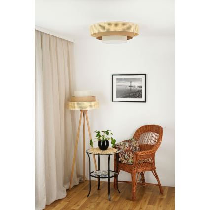 Brilagi - Stojacia lampa CEDAR LUNETA 1xE27/15W/230V béžová/hnedá/krémová