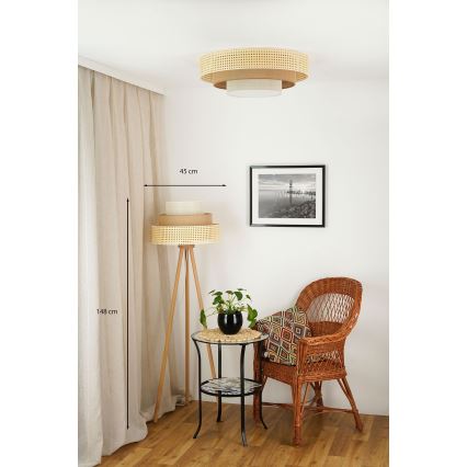 Brilagi - Stojacia lampa CEDAR LUNETA 1xE27/15W/230V béžová/hnedá/krémová