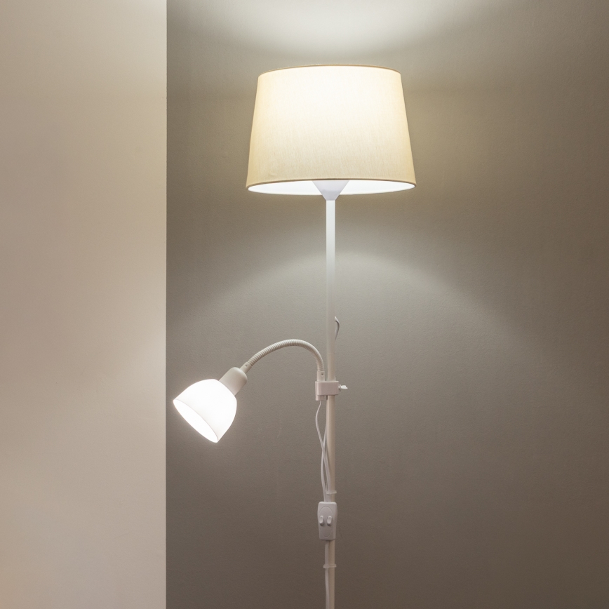 Brilagi - Stojacia lampa CERIA 1xE27/100W/230V + 1xE14/25W biela/béžová