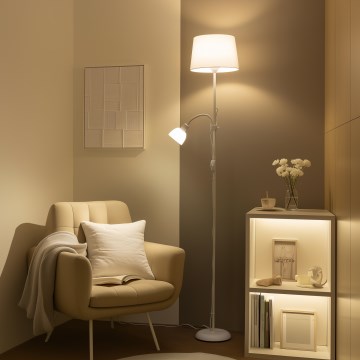 Brilagi - Stojacia lampa CERIA 1xE27/100W/230V + 1xE14/25W biela