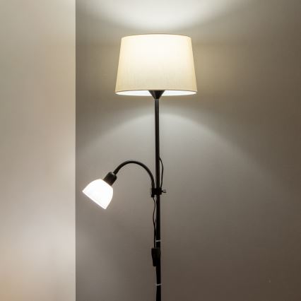 Brilagi - Stojacia lampa CERIA 1xE27/100W/230V + 1xE14/25W čierna/béžová