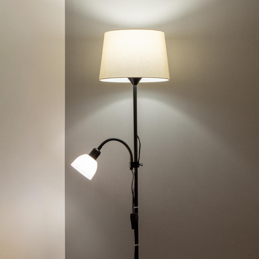 Brilagi - Stojacia lampa CERIA 1xE27/100W/230V + 1xE14/25W čierna/béžová