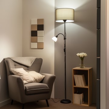 Brilagi - Stojacia lampa CERIA 1xE27/100W/230V + 1xE14/25W čierna/hnedá