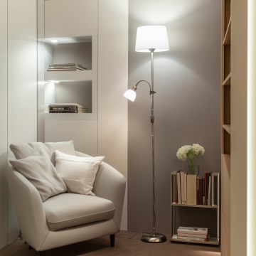 Brilagi - Stojacia lampa CERIA 1xE27/100W/230V + 1xE14/25W matný chróm/biela