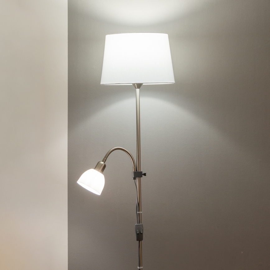 Brilagi - Stojacia lampa CERIA 1xE27/100W/230V + 1xE14/25W matný chróm/biela
