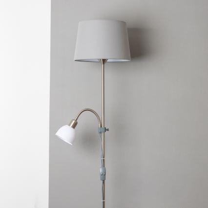 BRILAGI - Stojacia lampa CERIA 1xE27/100W/230V + 1xE14/25W matný chróm/sivá