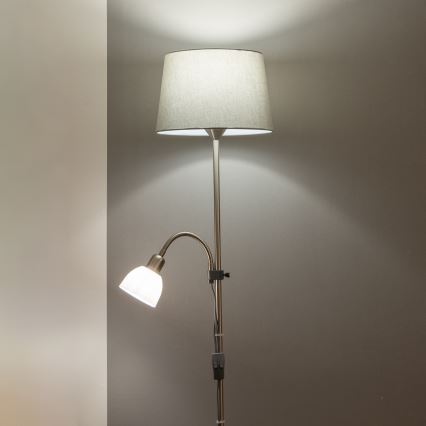 BRILAGI - Stojacia lampa CERIA 1xE27/100W/230V + 1xE14/25W matný chróm/sivá