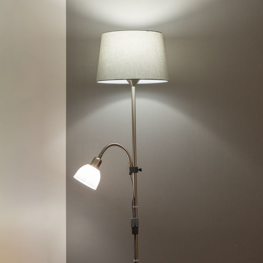 BRILAGI - Stojacia lampa CERIA 1xE27/100W/230V + 1xE14/25W matný chróm/sivá