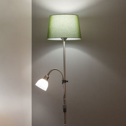 Brilagi - Stojacia lampa CERIA 1xE27/100W/230V + 1xE14/25W matný chróm/zelená