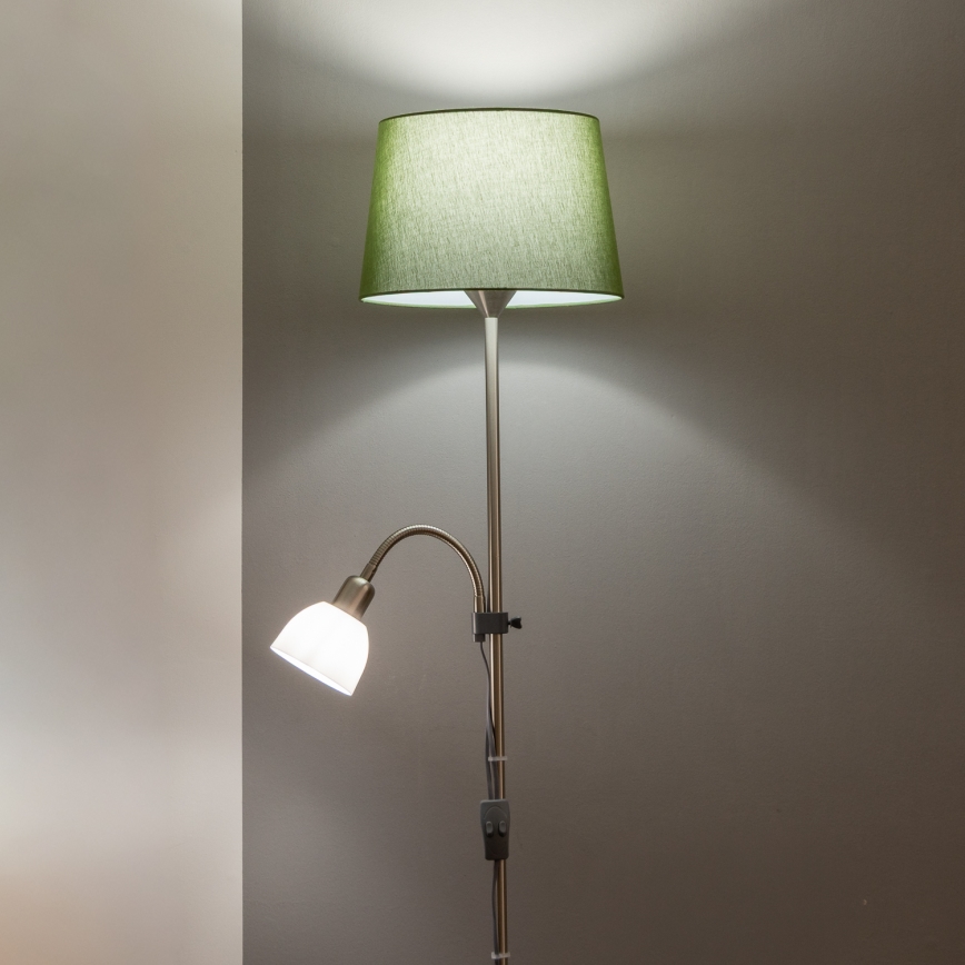 Brilagi - Stojacia lampa CERIA 1xE27/100W/230V + 1xE14/25W matný chróm/zelená
