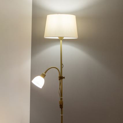Brilagi - Stojacia lampa CERIA 1xE27/100W/230V + 1xE14/25W zlatá/béžová