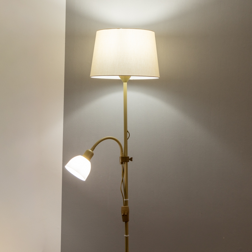 Brilagi - Stojacia lampa CERIA 1xE27/100W/230V + 1xE14/25W zlatá/béžová