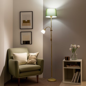 Brilagi - Stojacia lampa CERIA 2 v 1 1xE27/100W/230V + 1xE14/25W zlatá/zelená
