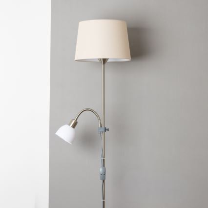 Brilagi - Stojacia lampa CERIA 2v1 1xE27/100W/230V + 1xE14/25W matný chróm/béžová