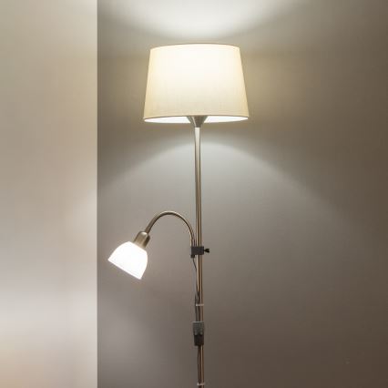 Brilagi - Stojacia lampa CERIA 2v1 1xE27/100W/230V + 1xE14/25W matný chróm/béžová