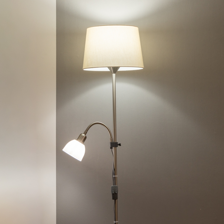 Brilagi - Stojacia lampa CERIA 2v1 1xE27/100W/230V + 1xE14/25W matný chróm/béžová