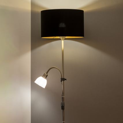Brilagi - Stojacia lampa CERIA 2v1 1xE27/100W/230V + 1xE14/25W matný chróm/čierna