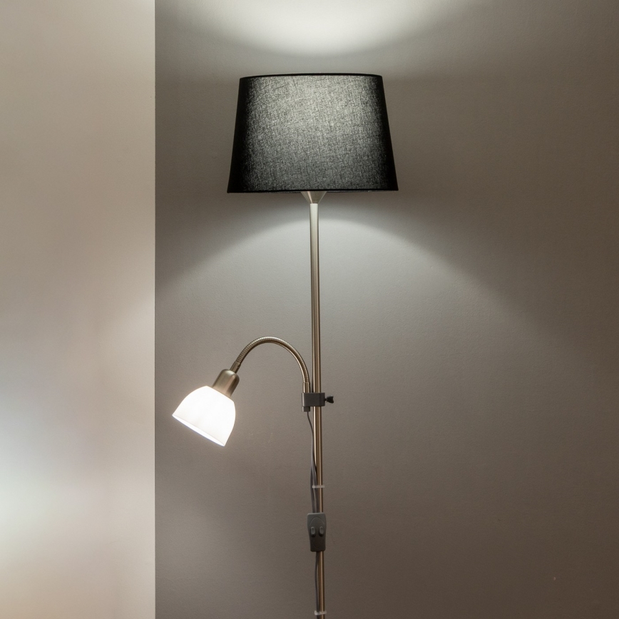 Brilagi - Stojacia lampa CERIA 2v1 1xE27/100W/230V + 1xE14/25W matný chróm/čierna