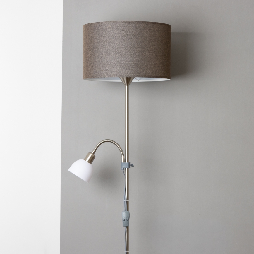 Brilagi - Stojacia lampa CERIA 2v1 1xE27/100W/230V + 1xE14/25W matný chróm/hnedá