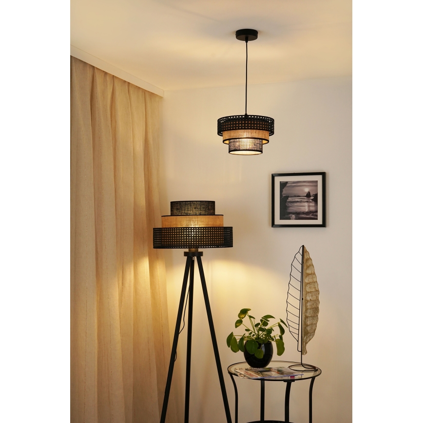 Brilagi - Stojacia lampa DAKOTA LUNETA 1xE27/15W/230V čierna/béžová