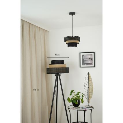 Brilagi - Stojacia lampa DAKOTA LUNETA 1xE27/15W/230V čierna/béžová