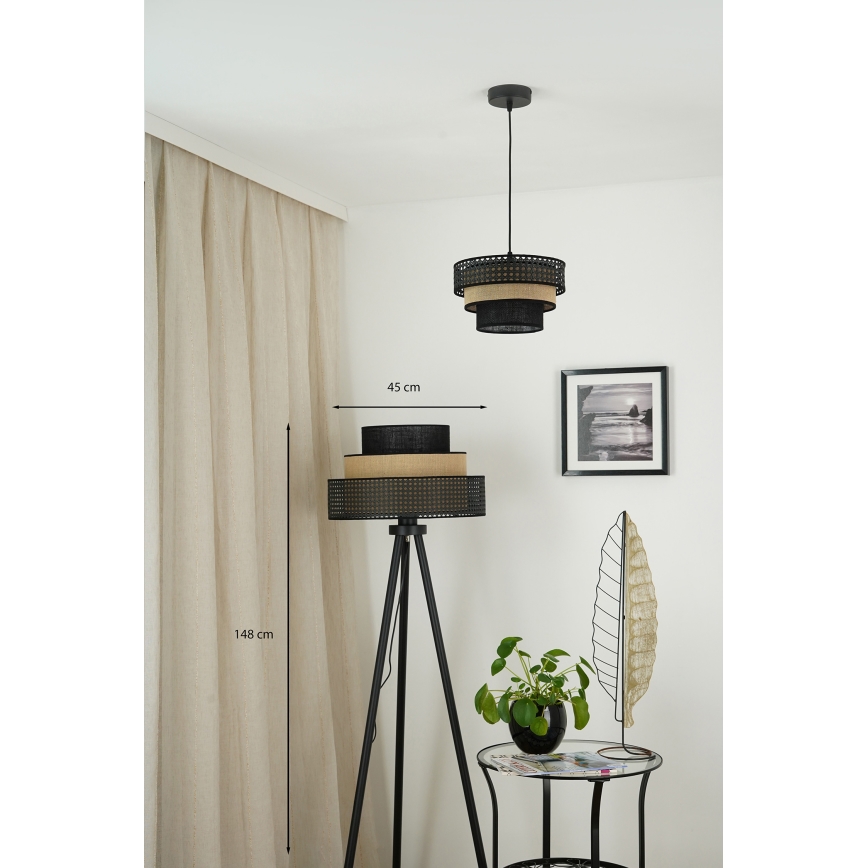 Brilagi - Stojacia lampa DAKOTA LUNETA 1xE27/15W/230V čierna/béžová