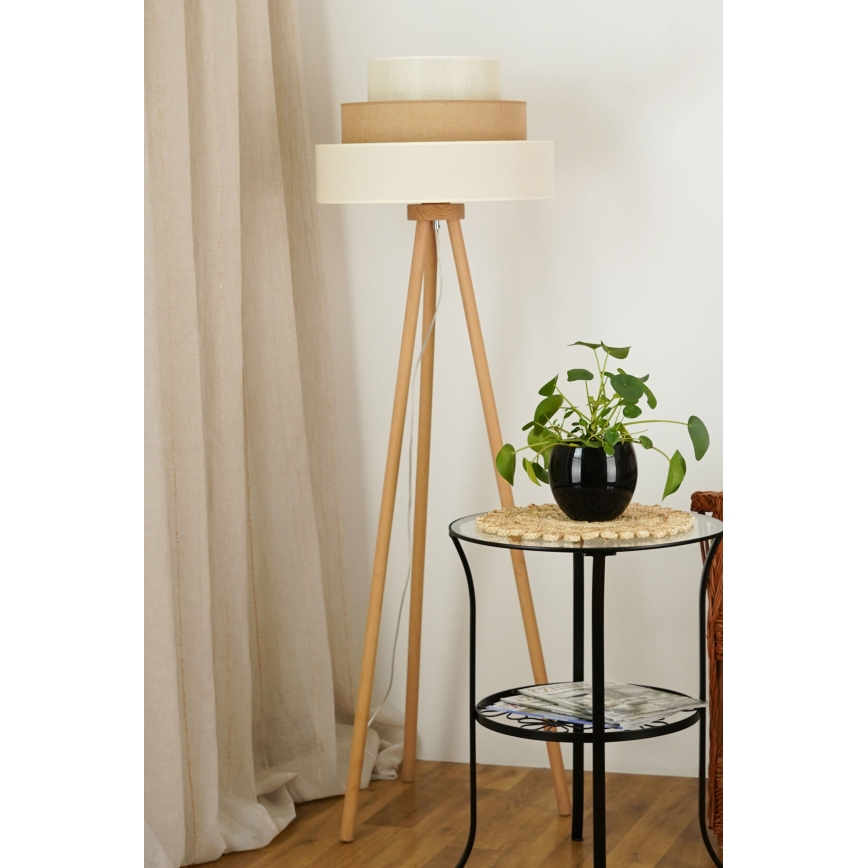 Brilagi - Stojacia lampa DENVER LUNETA 1xE27/15W/230V béžová/hnedá/krémová