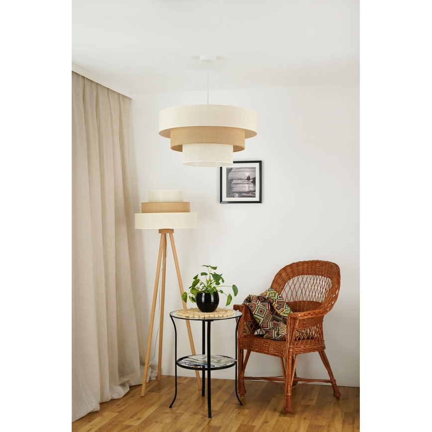 Brilagi - Stojacia lampa DENVER LUNETA 1xE27/15W/230V béžová/hnedá/krémová