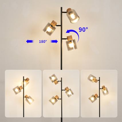 Brilagi - Stojacia lampa HYGGE 3xE14/15W/230V drevo/dymová
