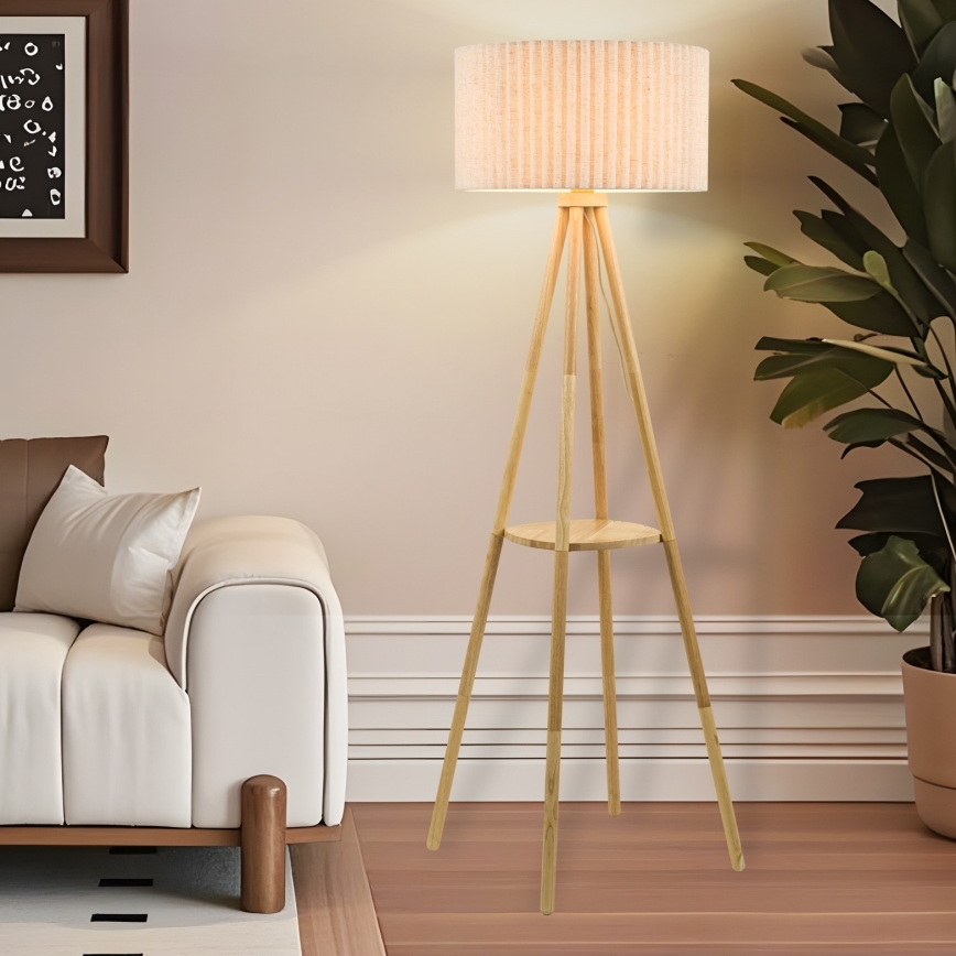 Brilagi - Stojacia lampa NORDIC WAVE 1xE27/15W/230V kaučukovník/ľan