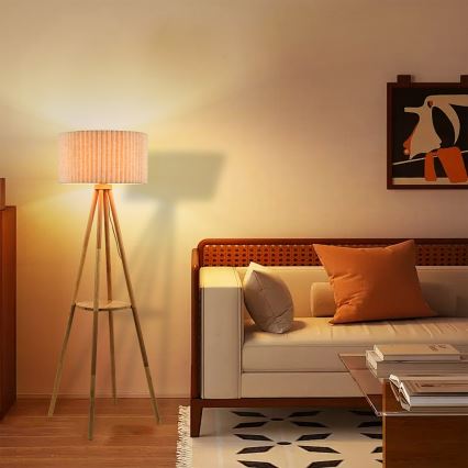 Brilagi - Stojacia lampa NORDIC WAVE 1xE27/15W/230V kaučukovník/ľan