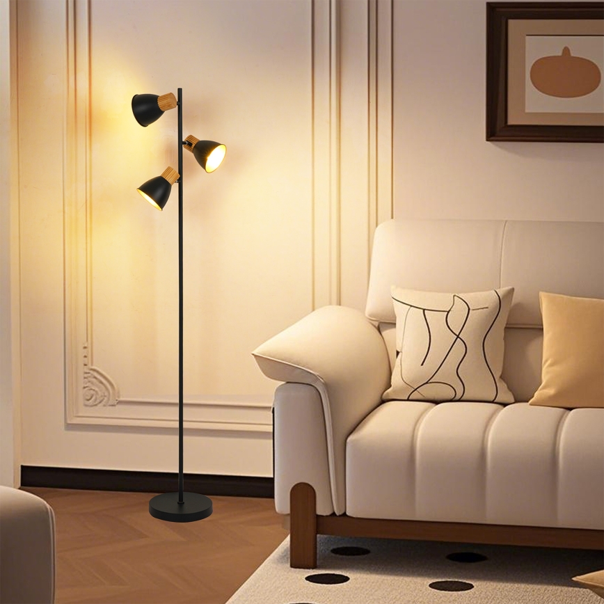 Brilagi - Stojacia lampa ODENSE 3xE14/10W/230V drevo/čierna