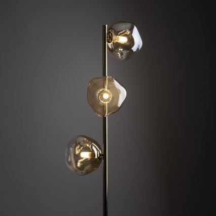Brilagi - Stojacia lampa VULCANO 3xG9/8W/230V zlatá/dymová béžová