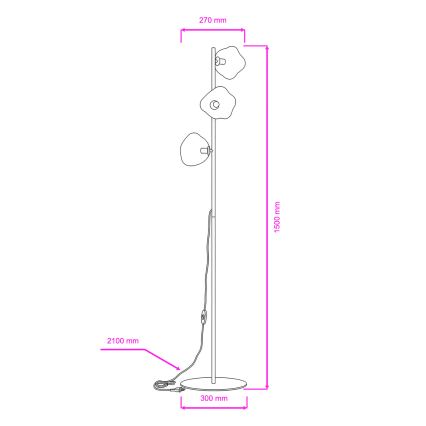 BRILAGI - Stojacia lampa VULCANO 3xG9/8W/230V zlatá/dymová béžová