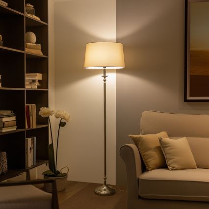 Brilagi - Stojacia LED lampa CERIA 1xE27/60W/230V pr. 45 cm lesklý chróm/béžová